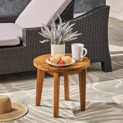 Outdoor 16" Wood Side Table, Finish, To Weather Rustic