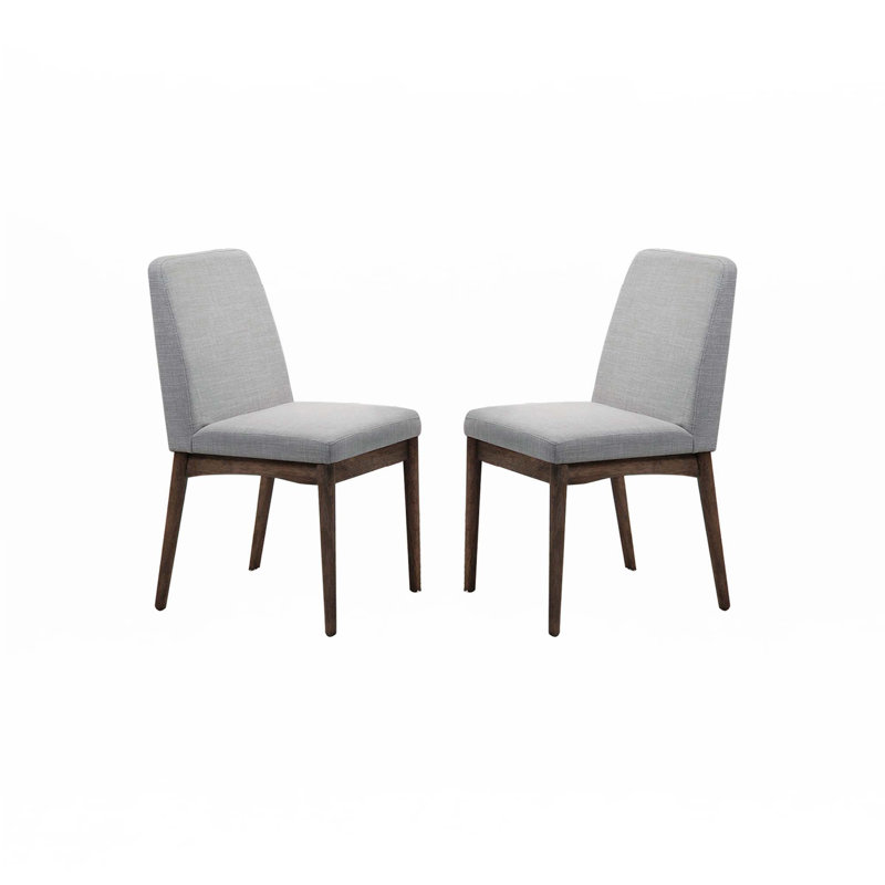 Chaise de salle à manger rembourrée en tissu gris, brun (ensemble de 2)