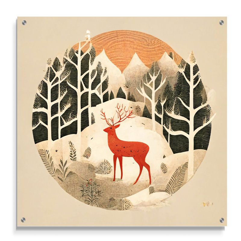 Gudia - Buck, art mural en acrylique pour le salon, H 36 po x l 36 po