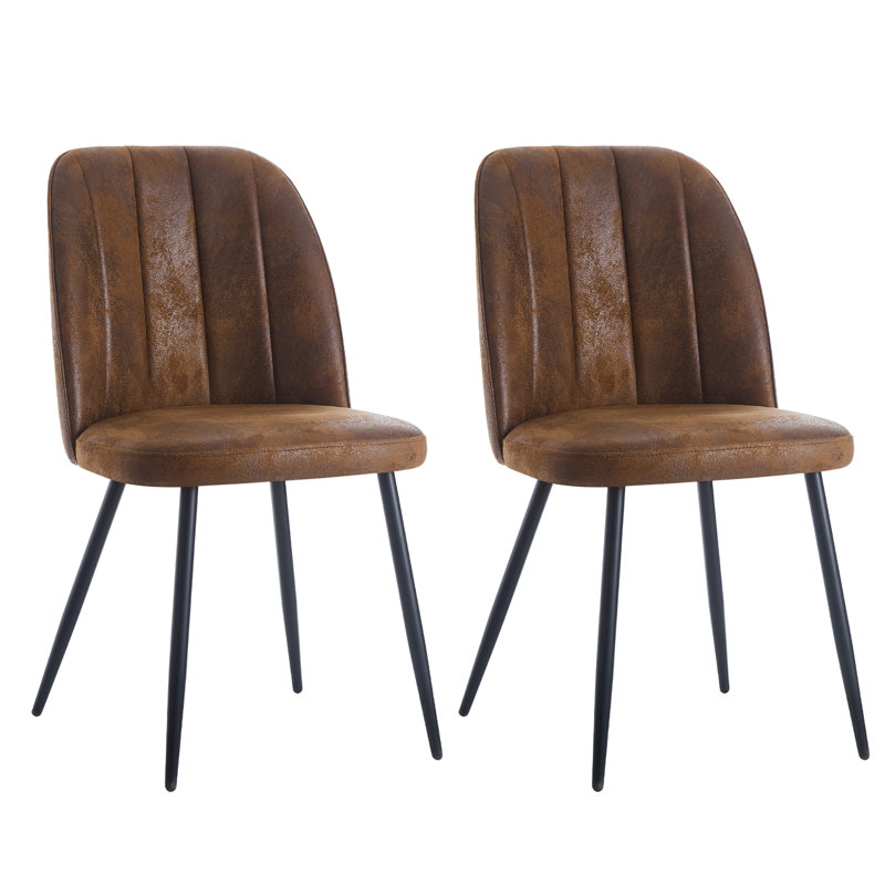 6 - Person Dining Set, Brown Suede