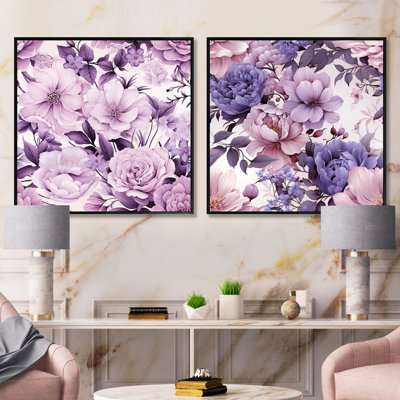 Willene - Ensemble de 2 collages carrés floraux