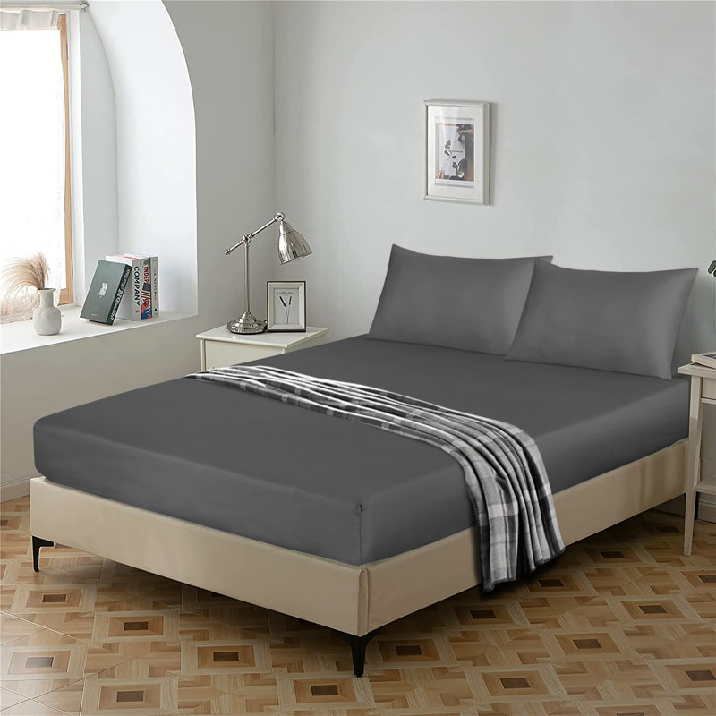 Egyptian-Quality Cotton sheet Flat, Charcoal, Single (3')