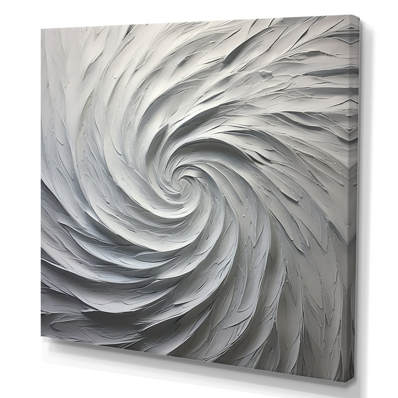 Cidalia " White Majestic Motion ", 36" H x 36" W x 1.5" D, Wrapped Canvas