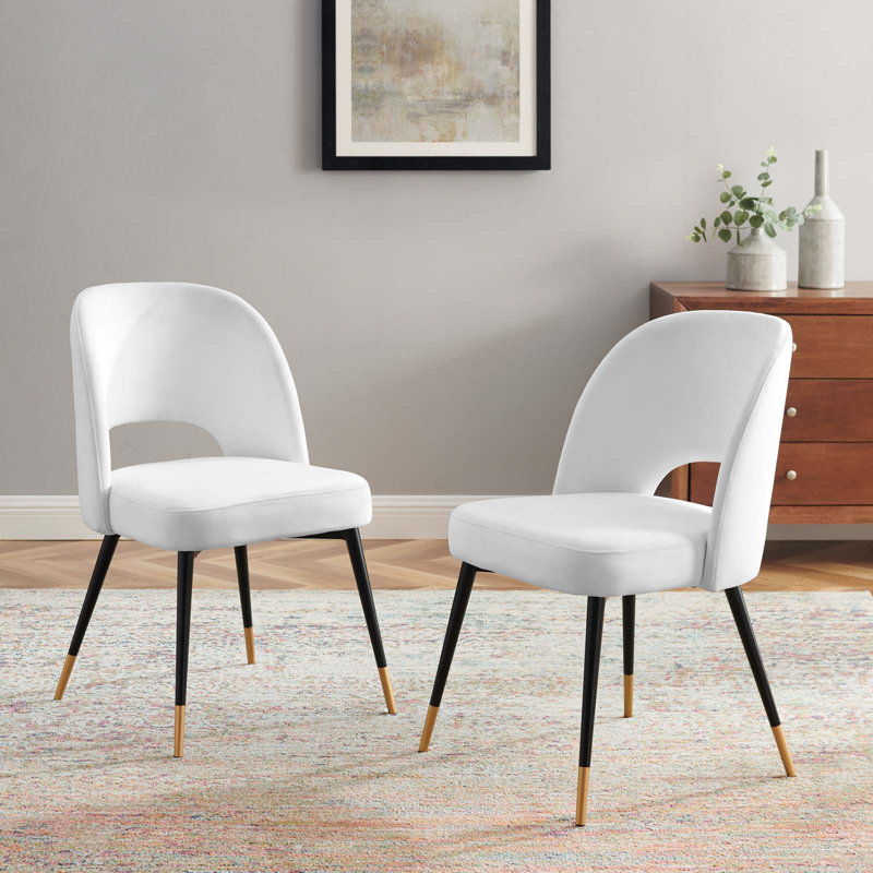 Rouse Performance Velvet Dining Side Chair, White, 2