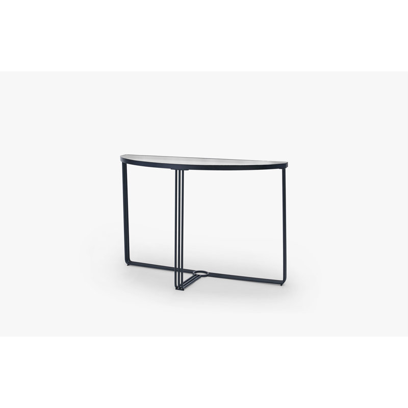 Ariss 109cm Glass Top Console Table, Smoked , Black 