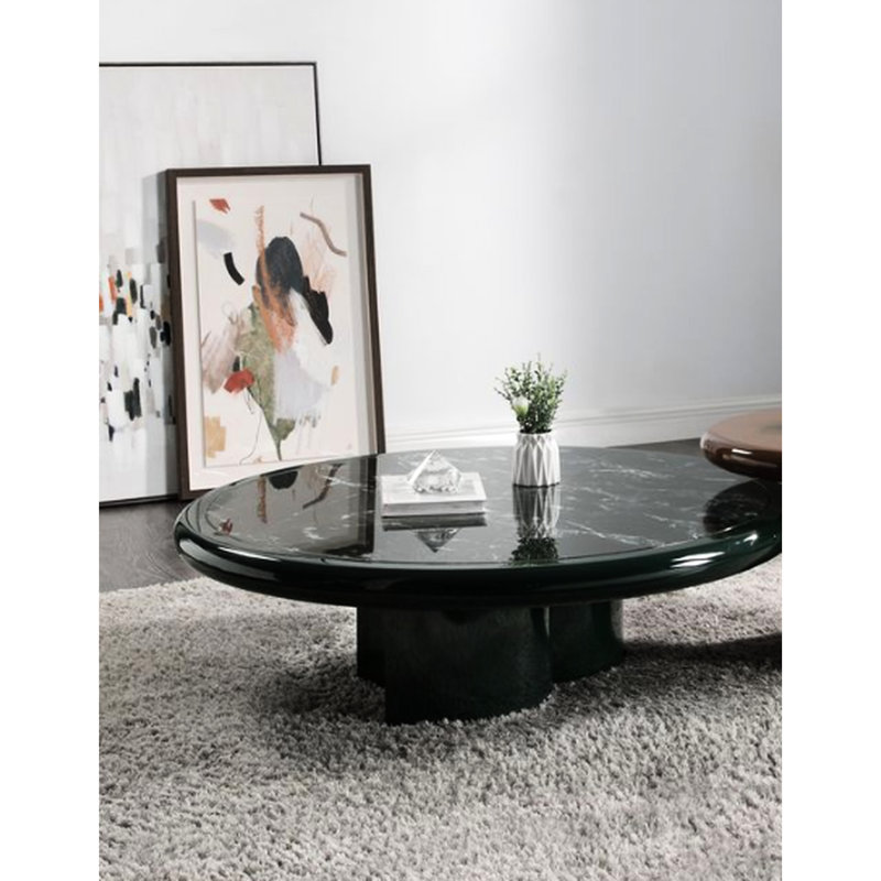 Table basse vert foncé à motif de marbre, table basse Ronald