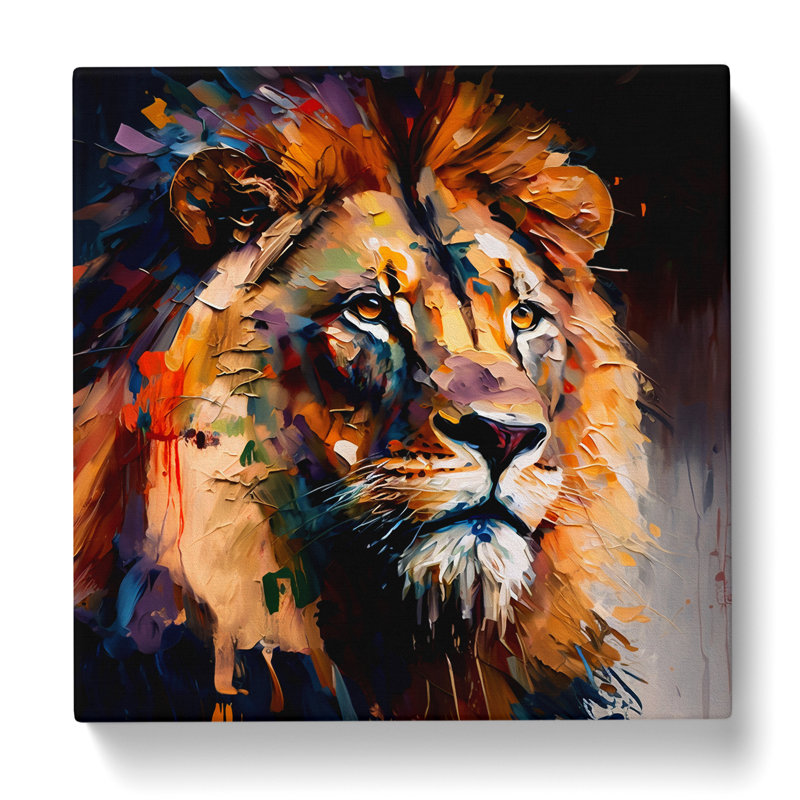 Lion Palette Knife No.1 - Wrapped Canvas, 50cm H x 50cm W x 3cm D