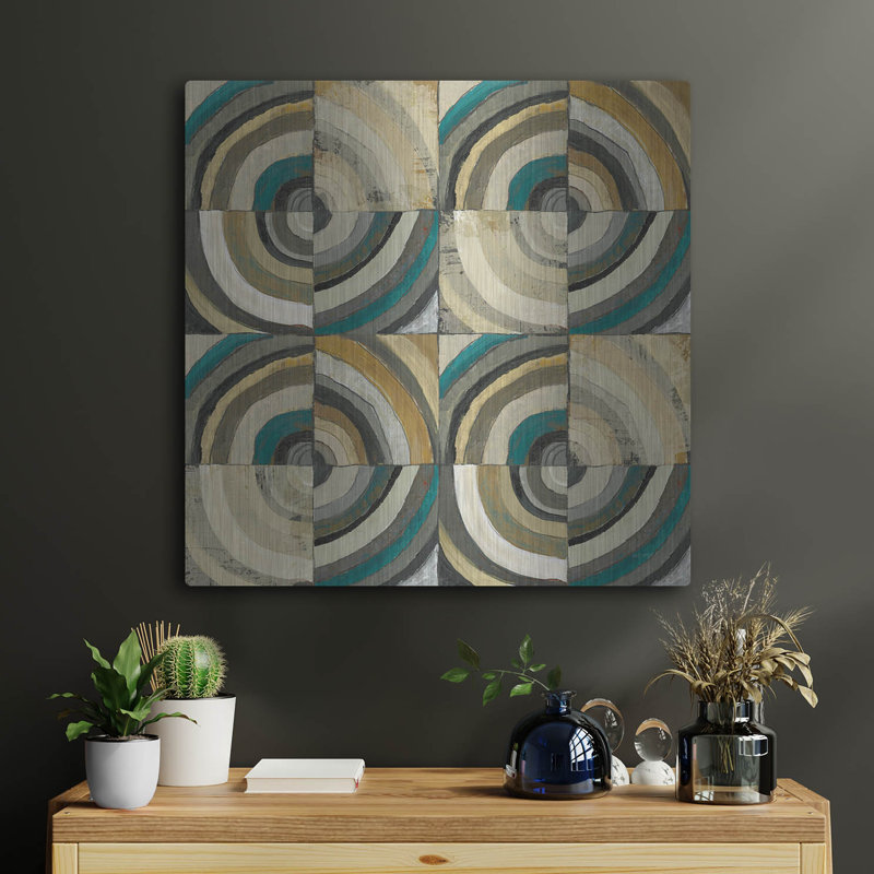  «The Center 2 Abstract Turquoise» par Cheryl Warrick, art mural en métal, 24 po x 24 po, H 24 po x l 24 po