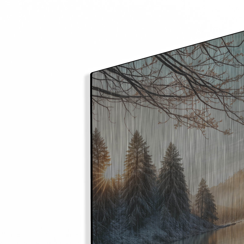«Winter Morning On Mountain Lake» par Rey Klimt, art mural en métal