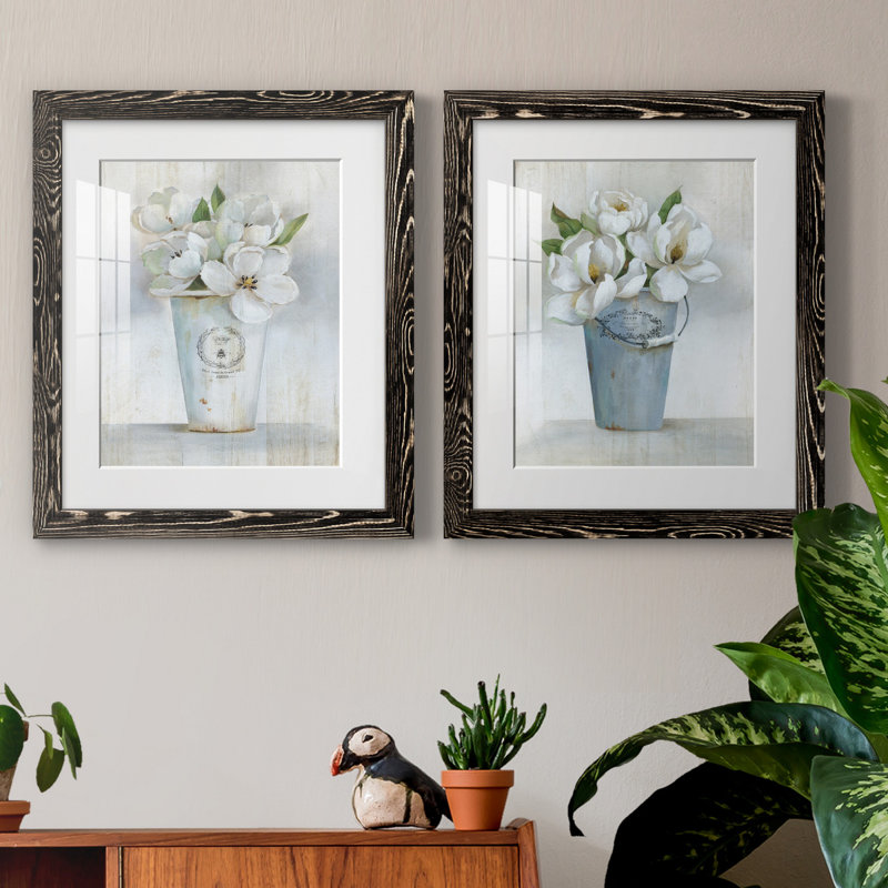 Fleuriste Francais I - ensemble de 2 reproductions d'art, H 24 po x l 36 po x P 1,5 po, Blanc, H 31,5 po x l 47 po x P 1,5 po