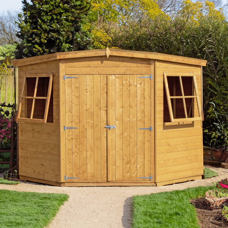 Corner Shed Shiplap with Double Doors, 8ft. x 8ft., Dip Treated, No
