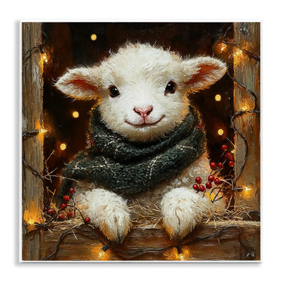 Plaque d'agneau festive avec lumières des Fêtes, design par Riley B