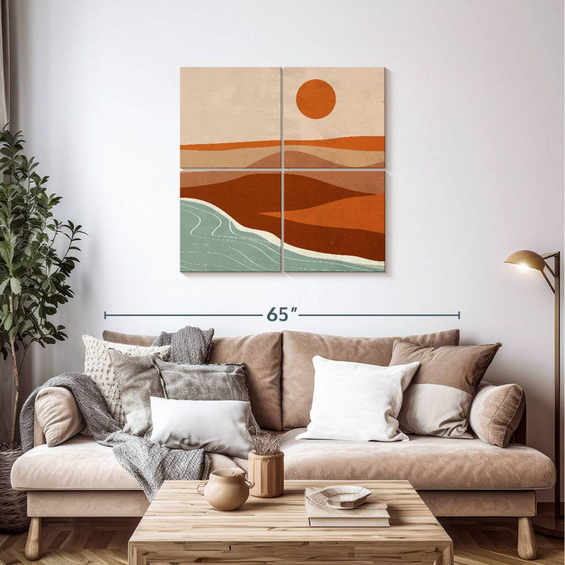 Boho, paysage abstrait, H 38 po x l 38 po