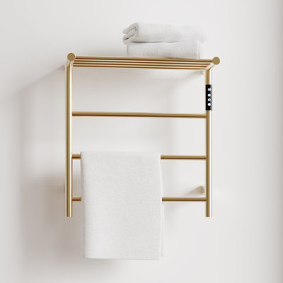 Wall-Mounted Electric Towel Warmer with Top Shelf