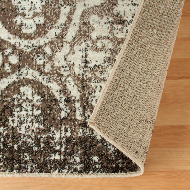 Tapis intérieur damassé délavé à motif abstrait Yvette, Rectangle de 5 pi x 8 pi