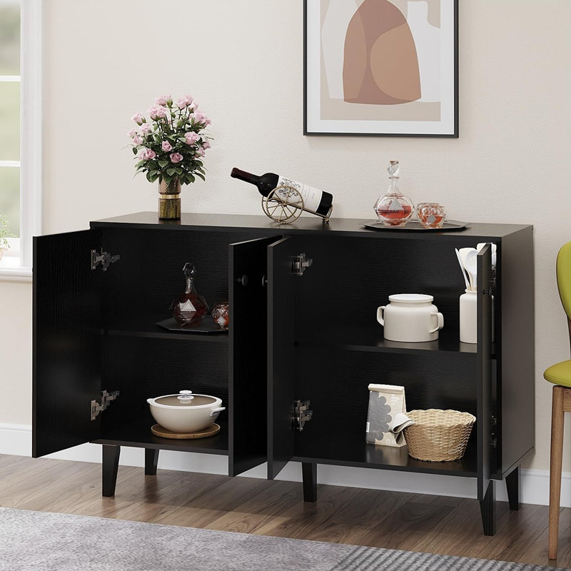 Buffet noir à 4 portes - Console moderne