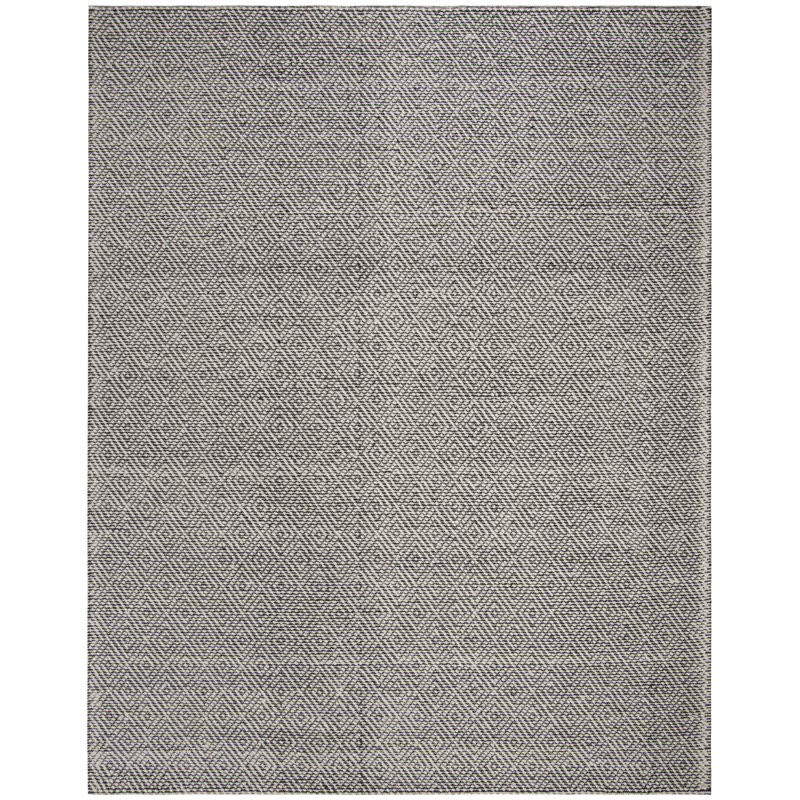 Tapis ivoire / noir en laine tissé à la main Matchett, Rectangle 10 pi x 14 pi
