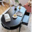 Table basse vintage rétro ovale avec rangement