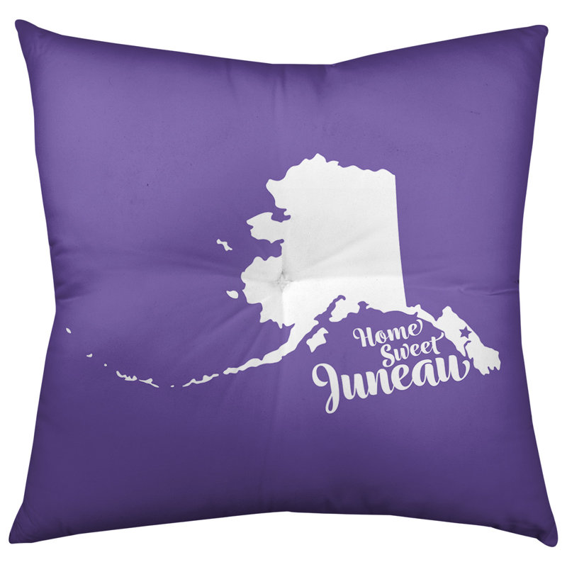 Reversible Throw Pillow, 30" H x 30" W, Purple, Juneau/Alaska