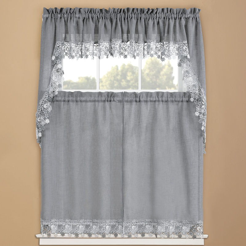 Rideau de café floral, Gris