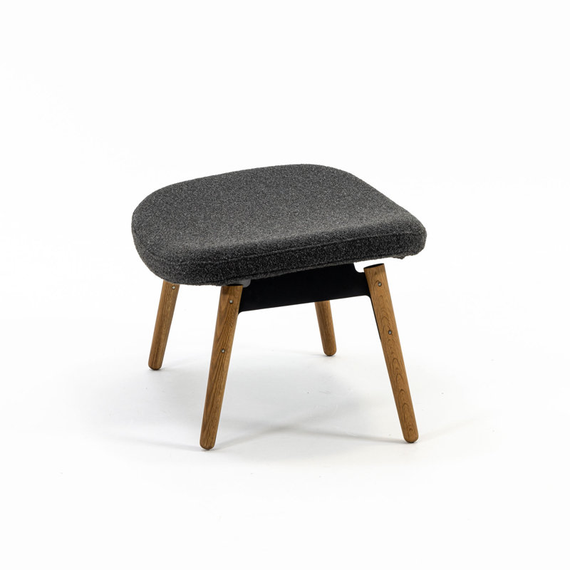 Ella Ottoman, Slate Rayon/Viscose, Oak