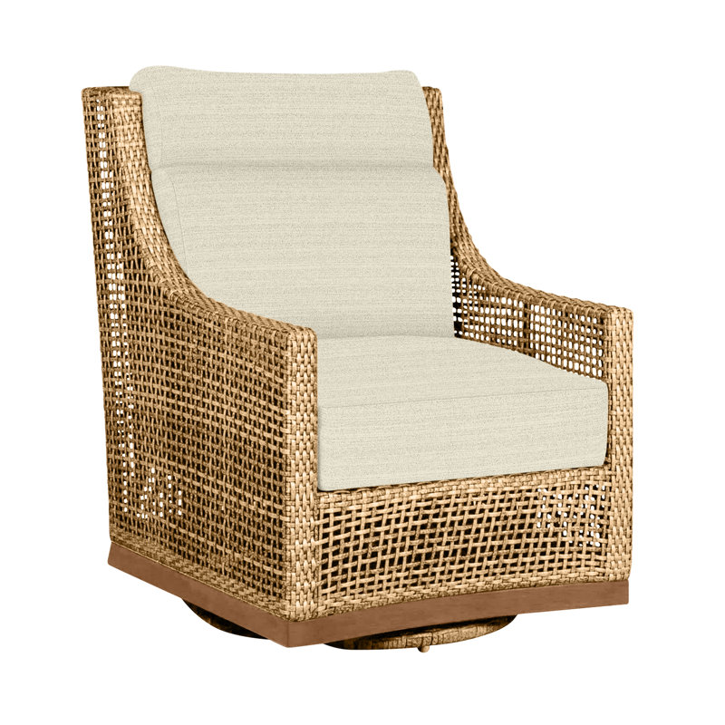 Outdoor Peninsula Gliding Wicker/Rattan Chair with Cushions, Light Raffia/Natural Sandalwood, No welt + Standard fill