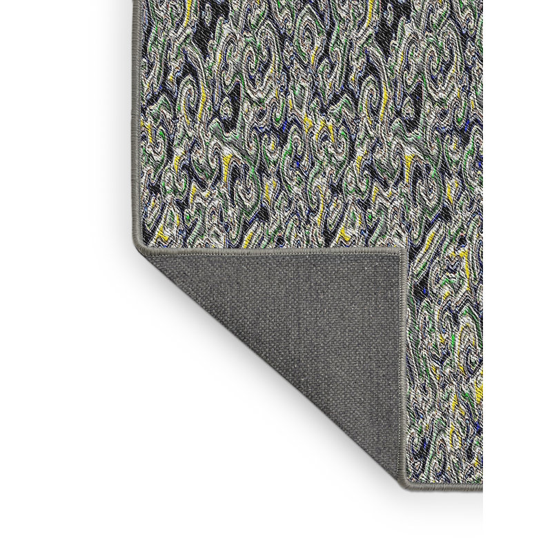 Tapis vert/noir à motifs, Rectangle 6 pi x 9 pi