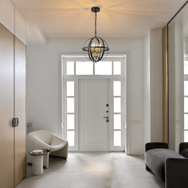 Isavela 4 - Light Dimmable Globe Chandelier, Black/Gold