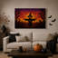 Épouvantail citrouille dans un champ de maïs au coucher du soleil - Toile murale d'Halloween-1933903845
