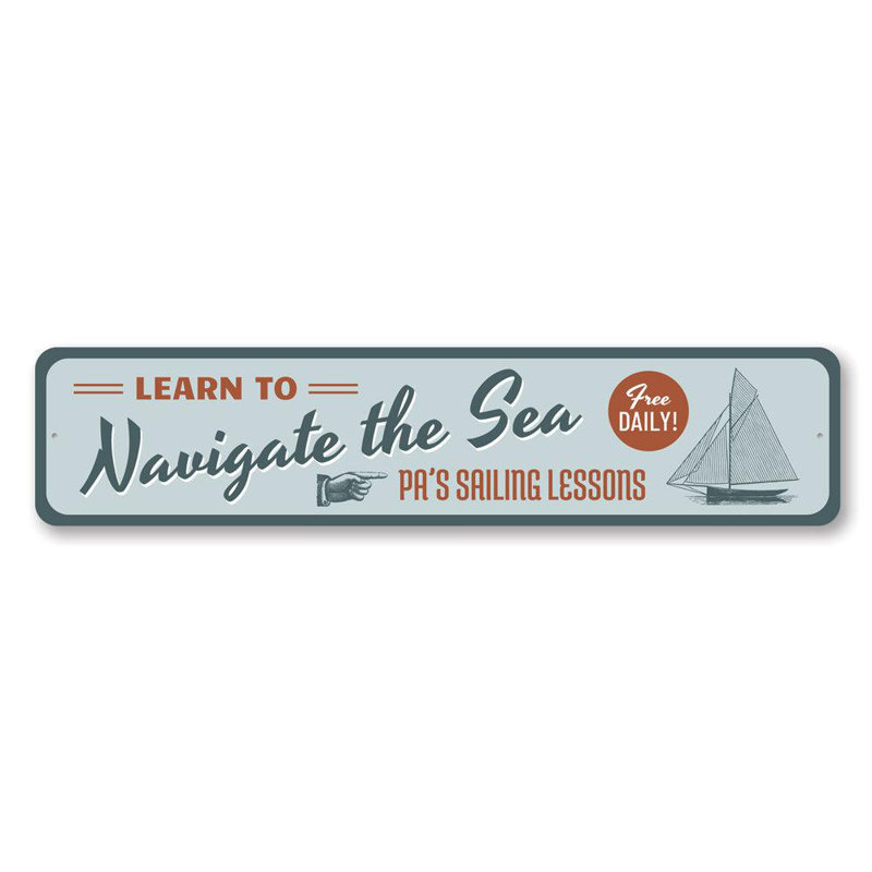 Panneau «Navigate the Sea» en aluminium, H 4 po x l 18 po x P 0,04 po