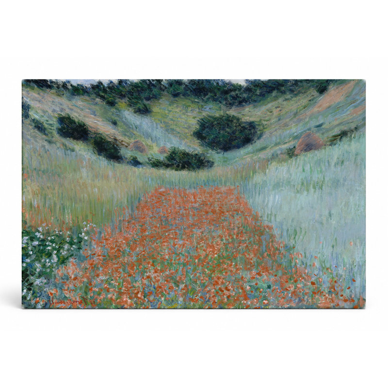 Champ de coquelicots dans un creux près de Giverny (1885) - Paysage, art mural sur toile, 30" W x 20" H