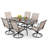 Patio 7 Pieces PVC-coated polyester Dining Set with Swivel Design, Umbrella Hole-1028435280