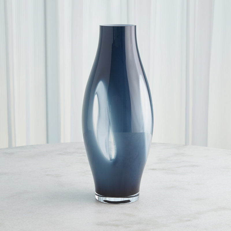 Glass Table Vase, Night Blue, 19.75" H x 8.25" W x 8.25" D