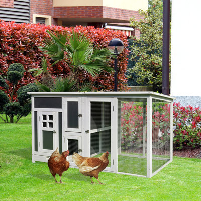 63" Chicken Cage, Wooden With Run Area, Nesting Box, Roof, Outdoor House 63", , Easy To Manage