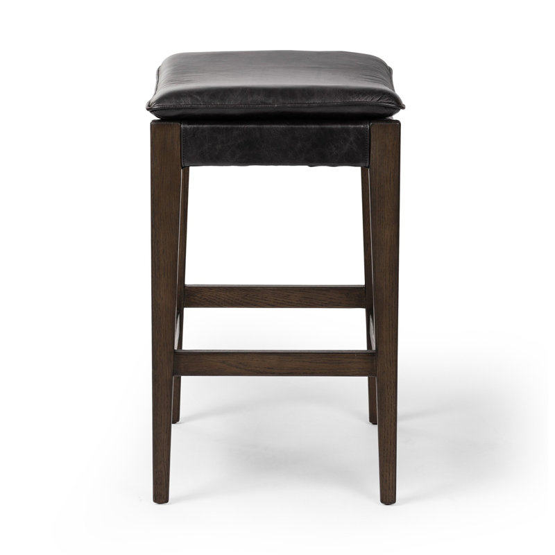 Aya Stool, Bar Stool (30.71" Seat Height), Genuine Leather Sonoma Black