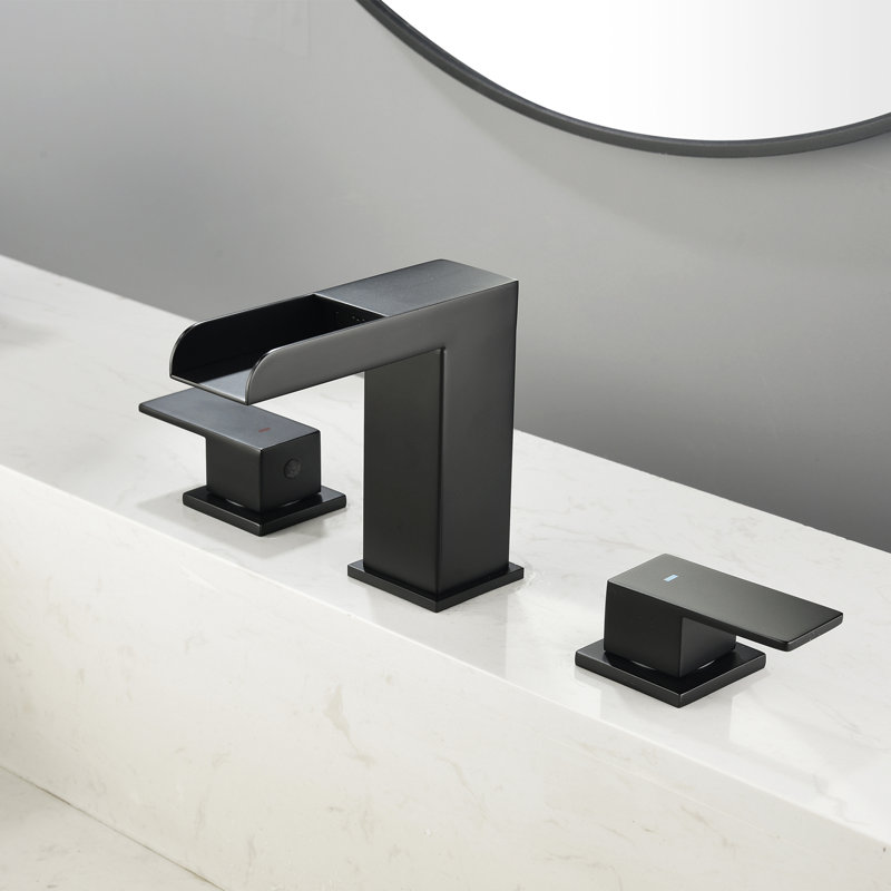 Widespread Bathroom Faucet with Drain Assembly