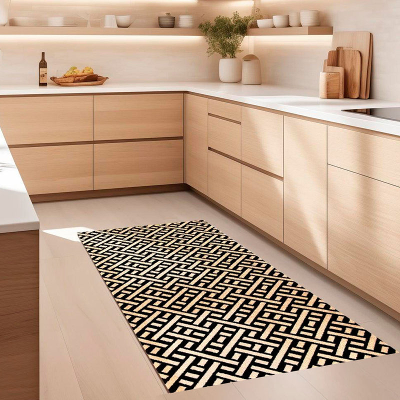 Tapis de sol Trellis, L 28 po x L 47 po, Noir ; Crème