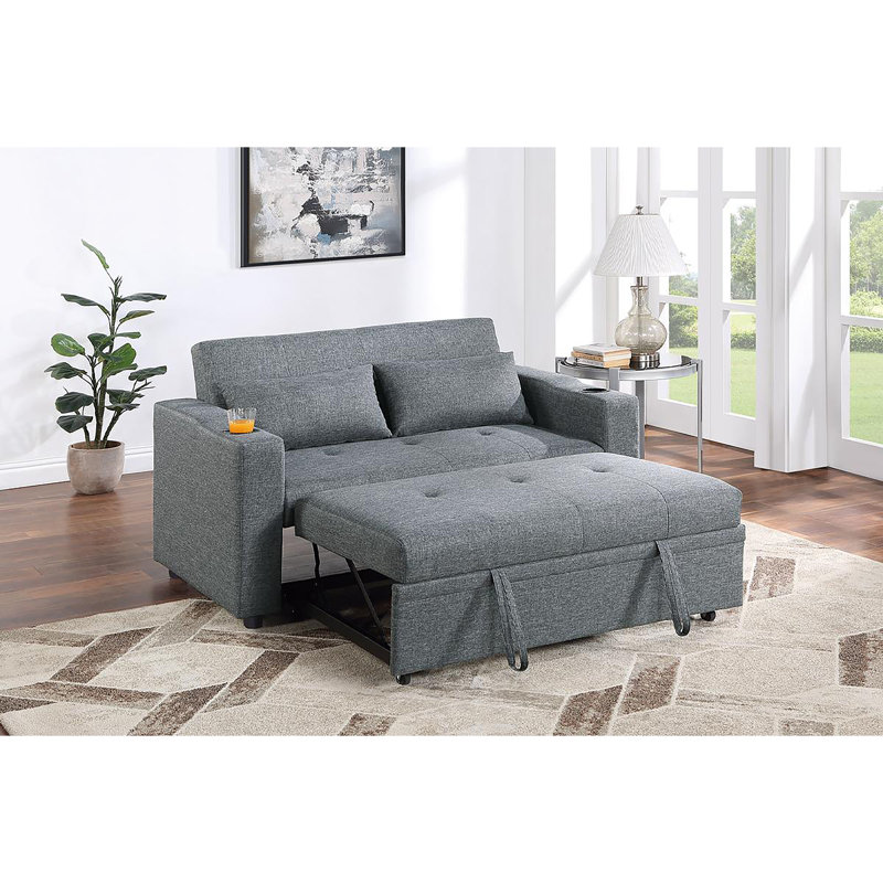 Canapé Yefry, H 31 po x l 71 po x P 43 po, Mélange de lin gris clair