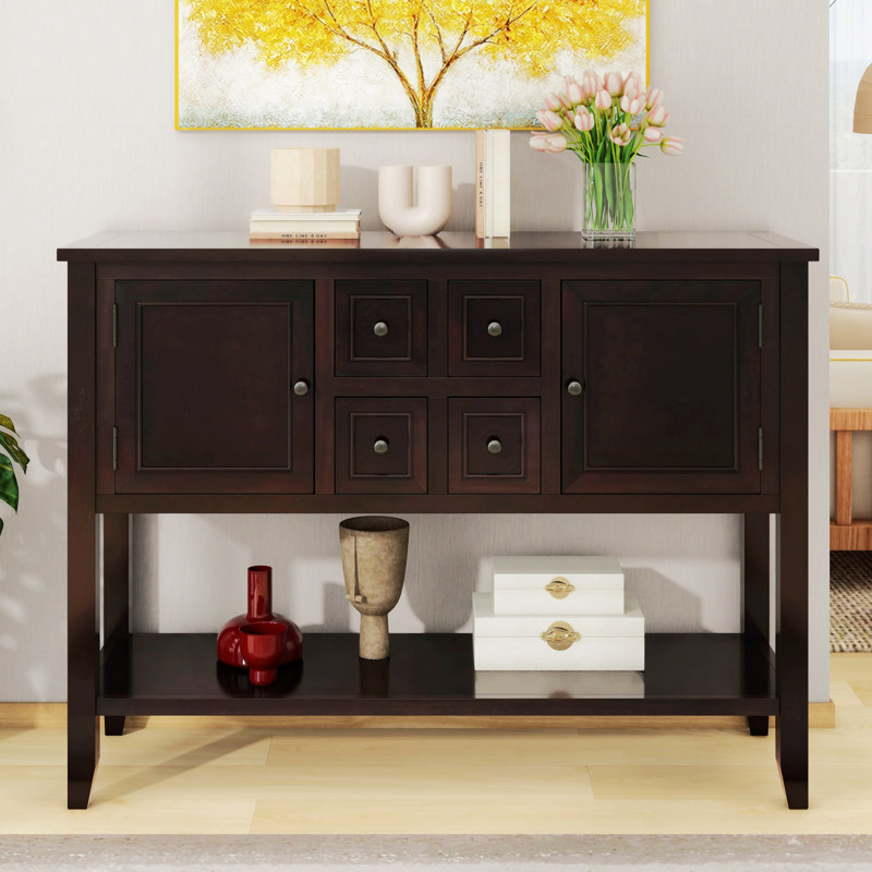 Console rétro avec quatre petits tiroirs, Espresso