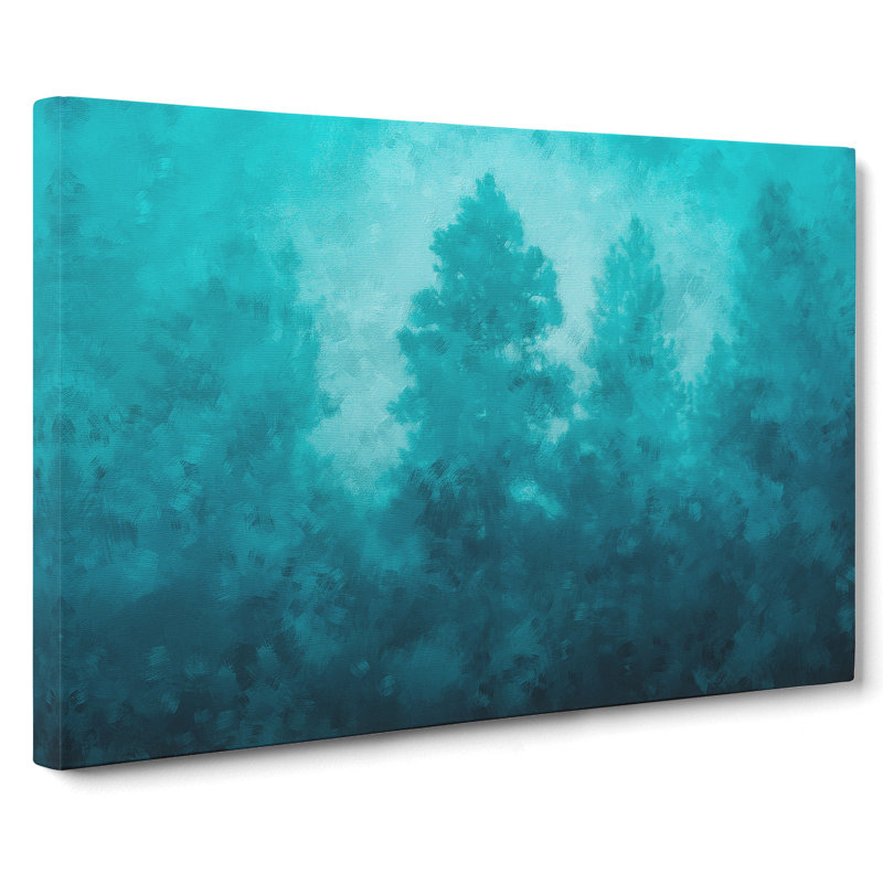Teal Blue Forest - Wrapped Canvas Painting, 40cm H x 60cm W x 3cm D
