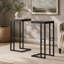 Ensemble de tables d'appoint modernes en forme de C avec structure en fer, durables et élégantes pour embellir votre salon.