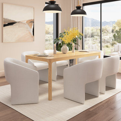70W Dining Table And 6 Upholstered Dining Chairs Set For Dining Room
