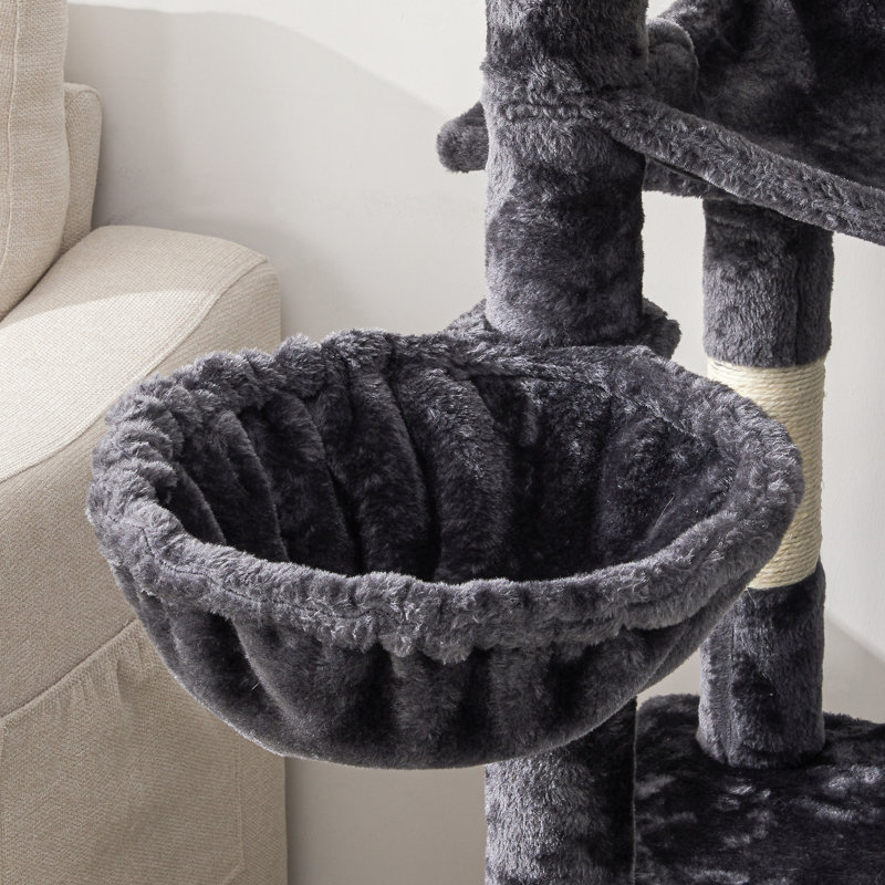 Tour pour arbre à chat 73 po à plusieurs niveaux avec condos, hamac et poteaux à griffer - Meuble pour chat robuste pour grands chats