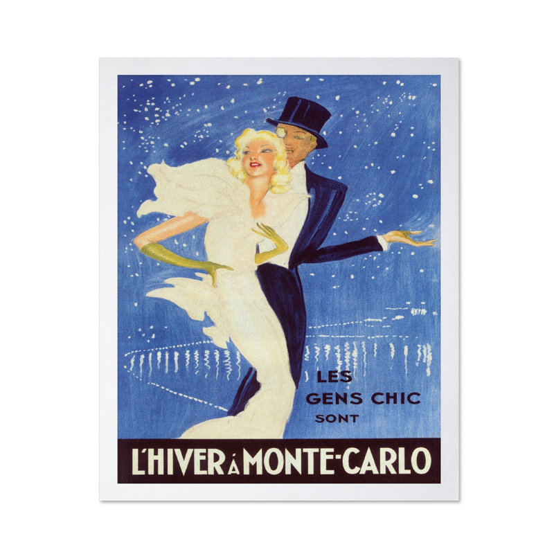 L'hiver à Monte-Carlo, Affiche, H 18 po x l 24 po, Encadrement blanc