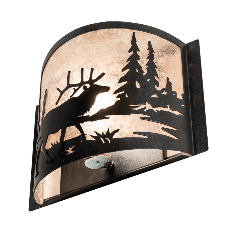 Rustic Lodge 1 - Light Flush Mounted Sconce, Textured Black, Textured Black/Silver Mica