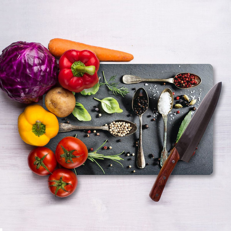 Tempered Glass Cutting Board, 7.9 x 11.8 inches | 100% Antibacterial, Easy-Clean Surface, Non-Slip Silicone Feet | Perfect for Food Prep & Serving, Durable & Stylish Kitchen Essential, Not Dishwasher Safe