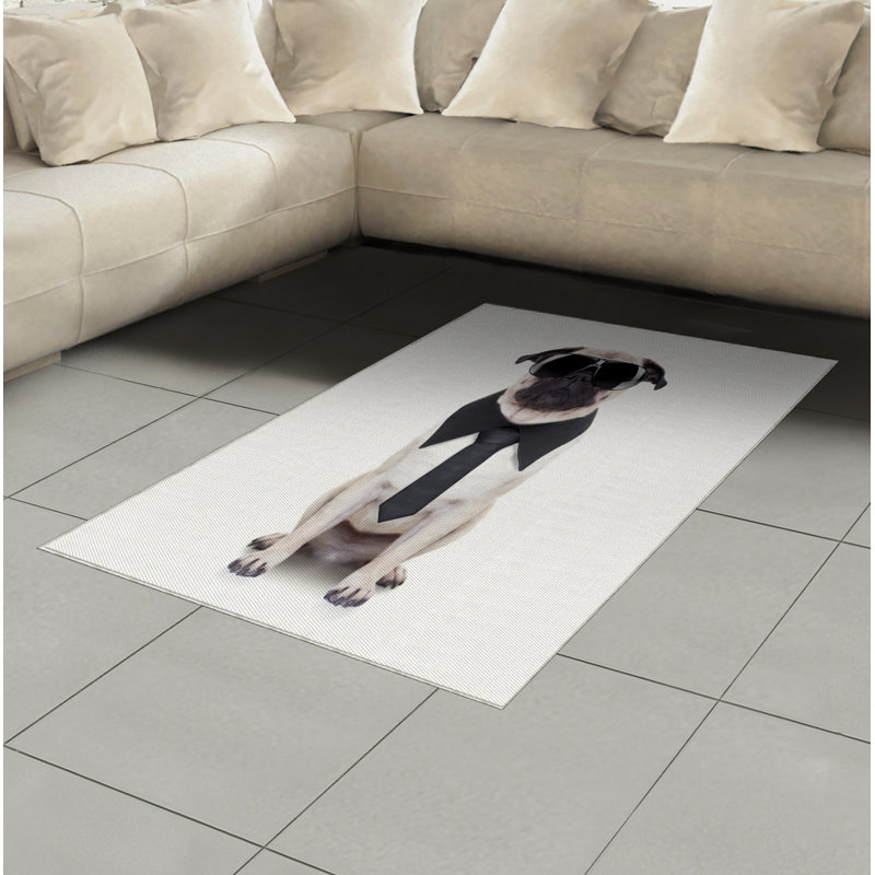 Pug High Density Long Fiber Poly Threads Decorative Area Rug Carpet, Rectangle 2'7" x 5'