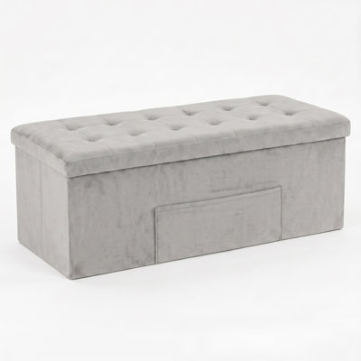 Winningham 42" Tufted Upholstered Folding Storage Bench With Pocket