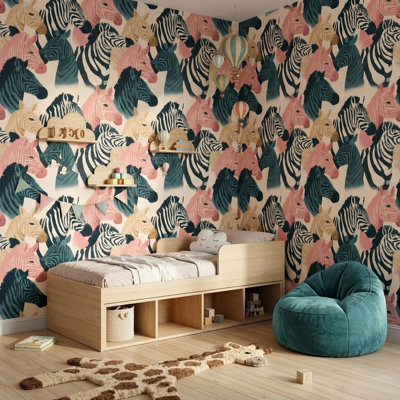 Papier peint zébré à motif animalier Safari