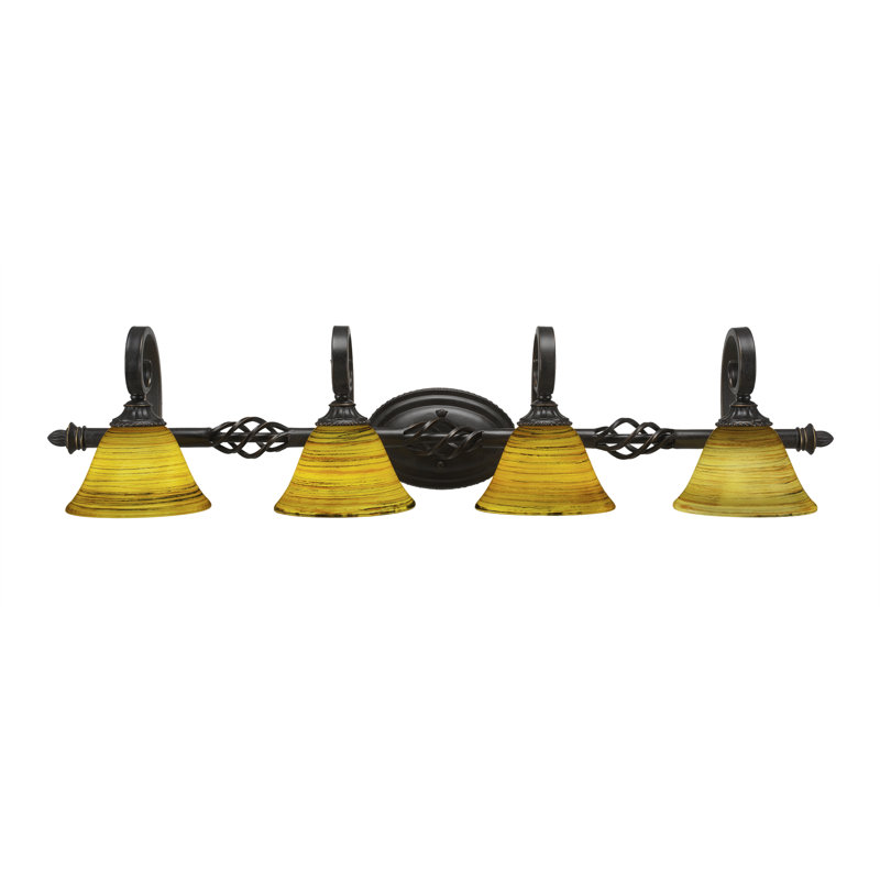 Eleganté 4 Light Bath Bar Shown In Dark Granite Finish With 7", Firré Saturn